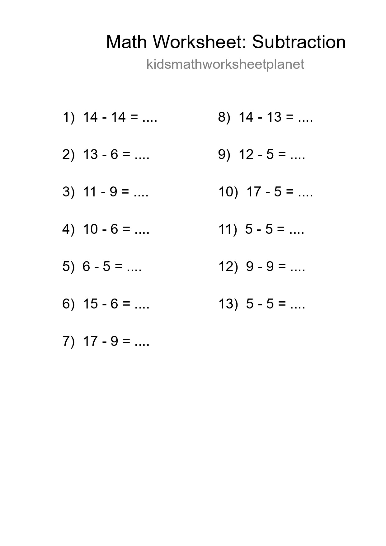 Free 13 Subtraction Math Worksheet For Grade 2 - Part 272