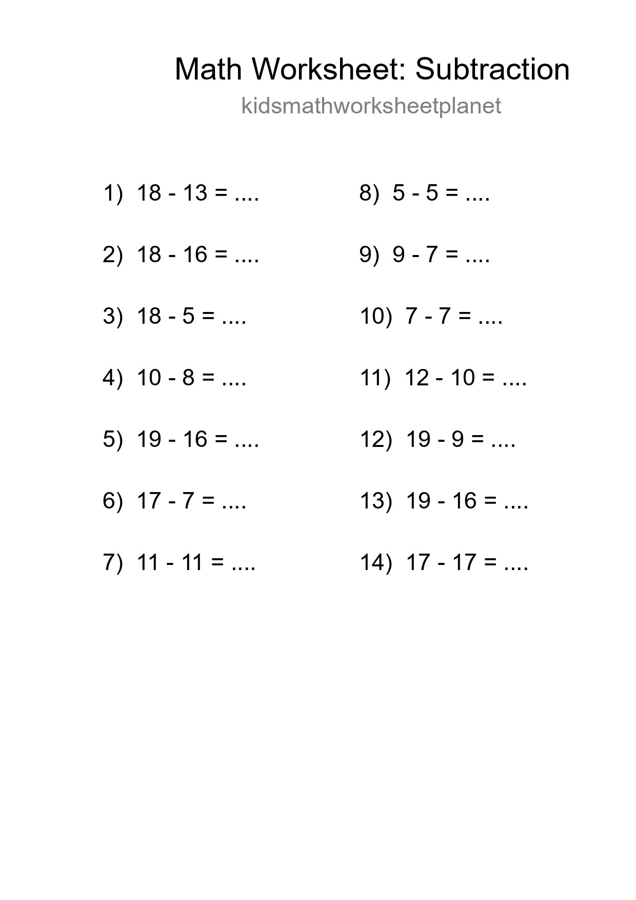 Free 14 Subtraction Math Worksheet For Grade 2 - Part 173