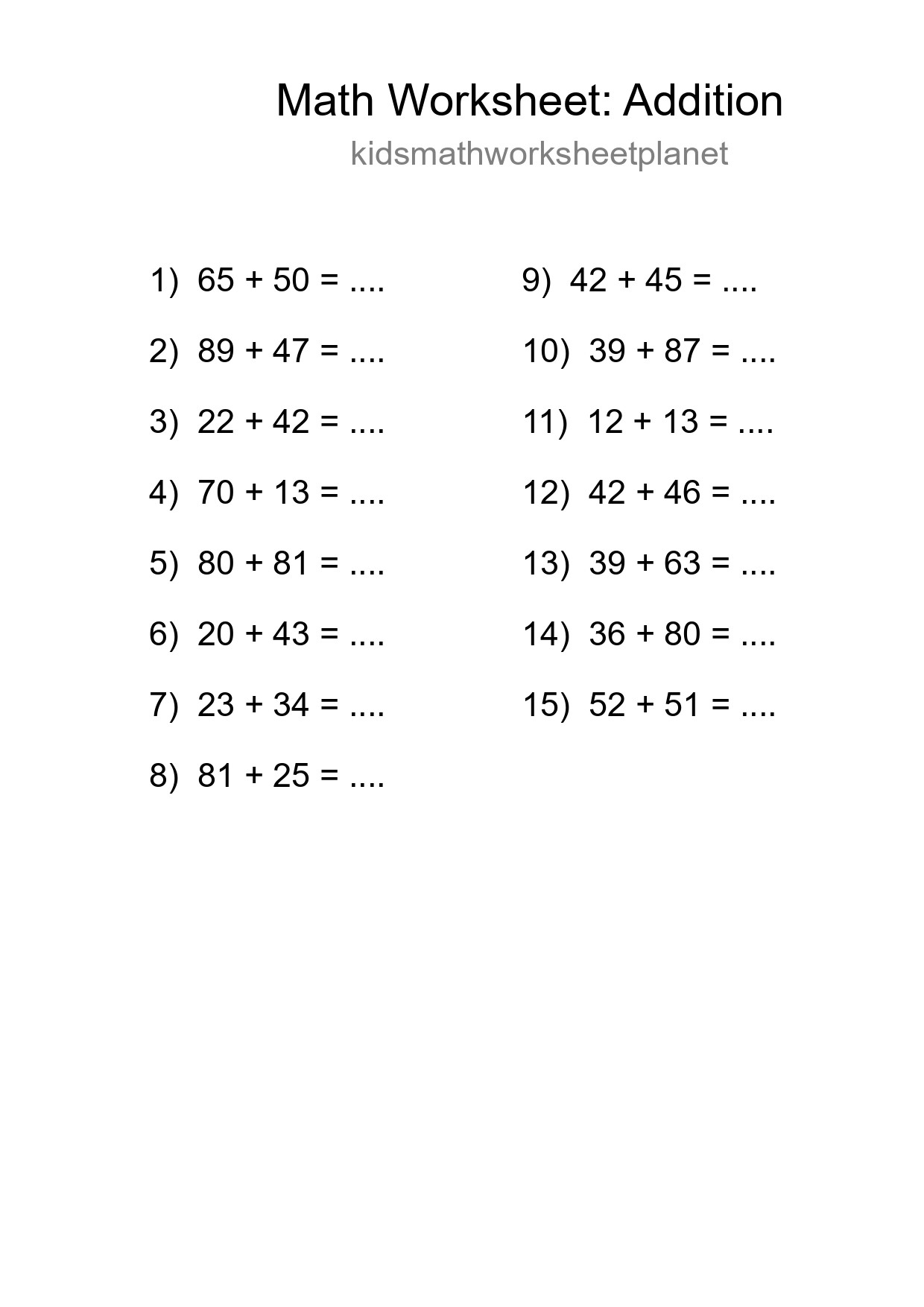 Free 15 Addition Math Worksheet For Grade 3 - Part 265