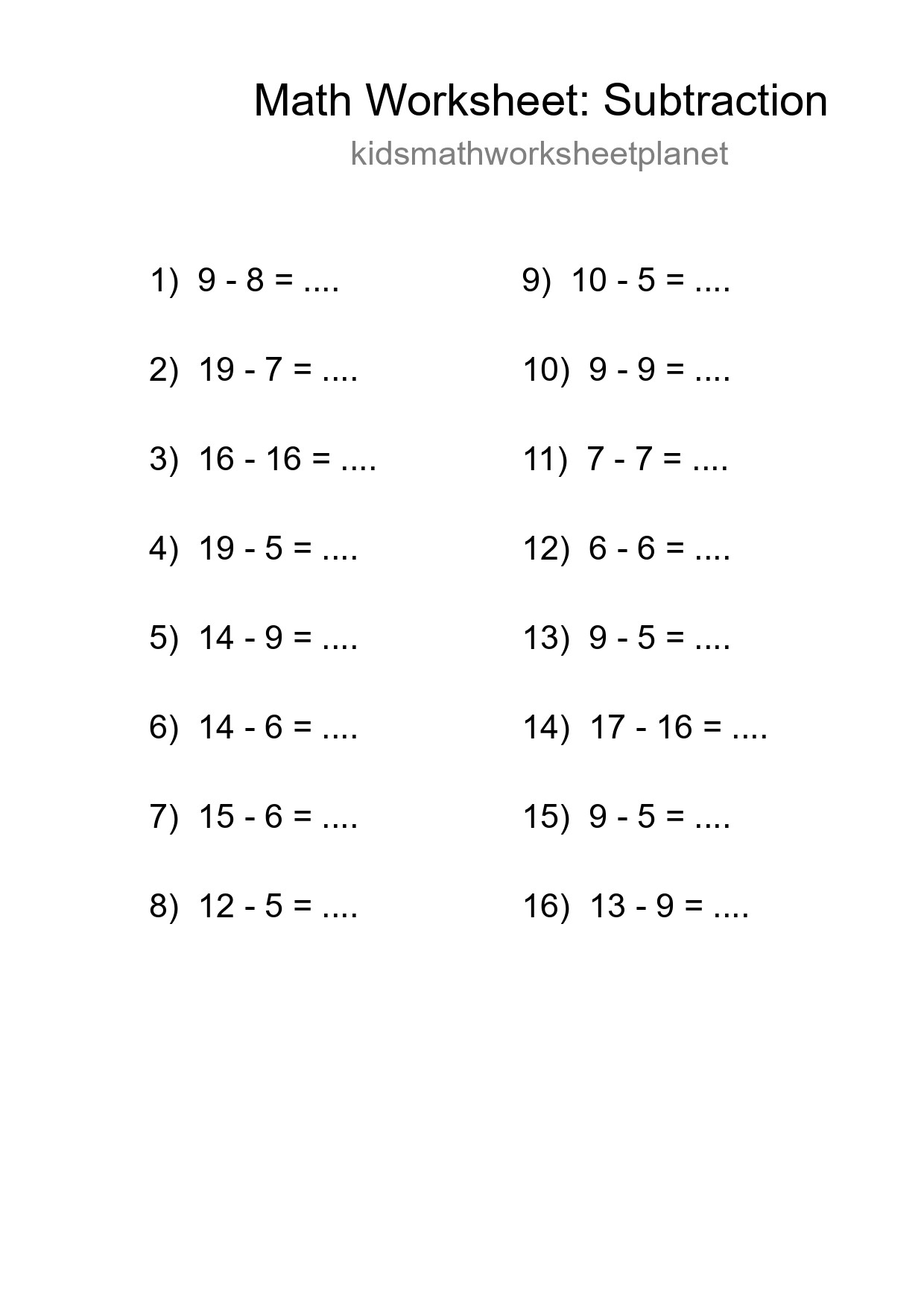 Free 16 Subtraction Math Worksheet For Grade 2 With Answers - Part 74