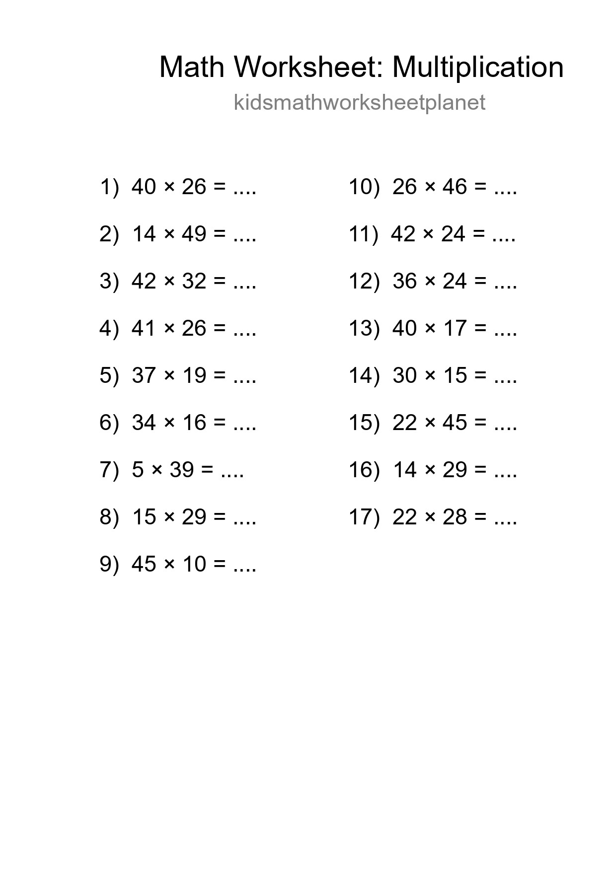 Free 17 Multiplication Math Worksheet For Grade 2 - Part 249