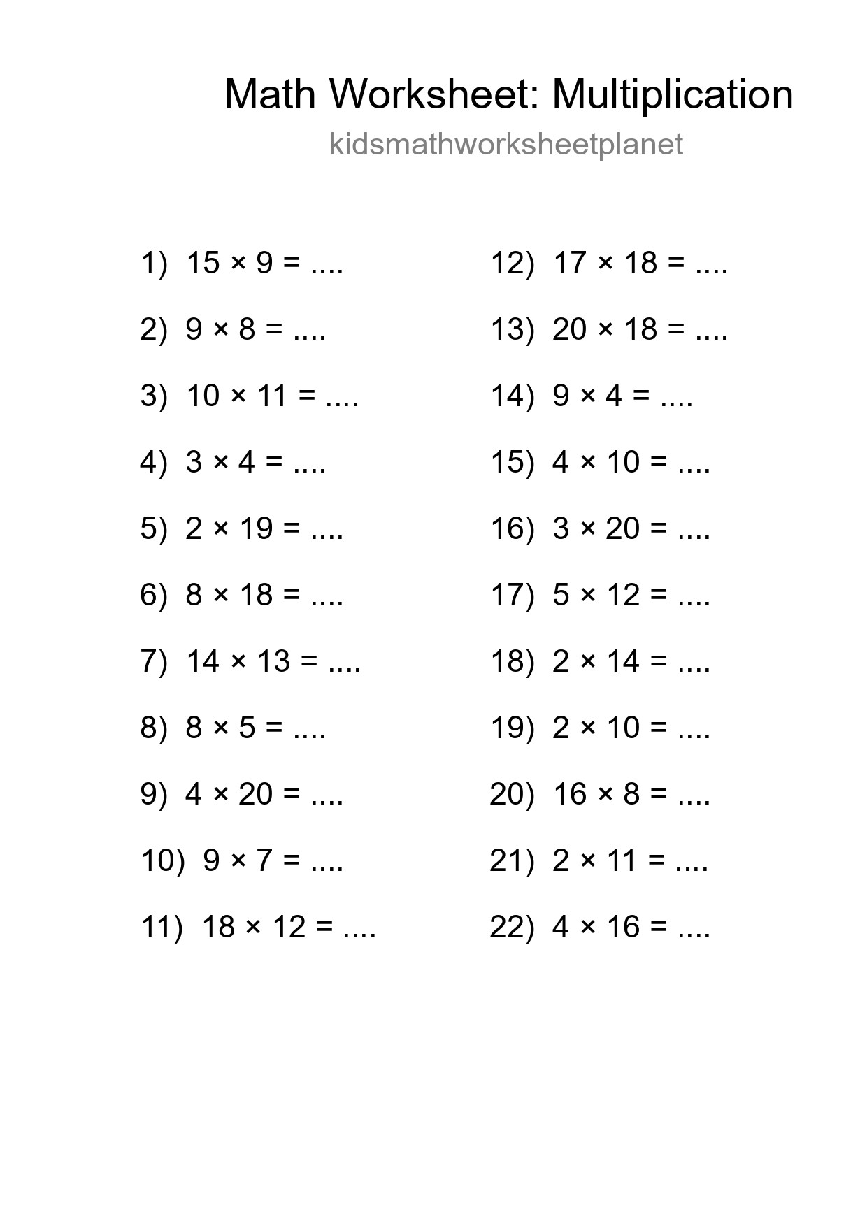 Free 22 Multiplication Math Worksheet For Grade 2 With Answers - Part 73