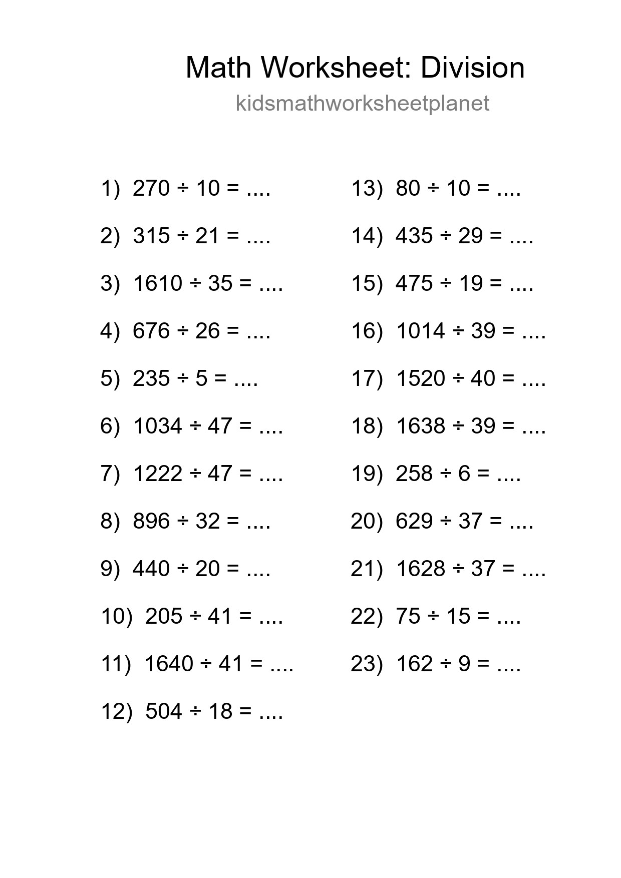 Free 23 Division Math Worksheet For Grade 2 With Answers - Part 213