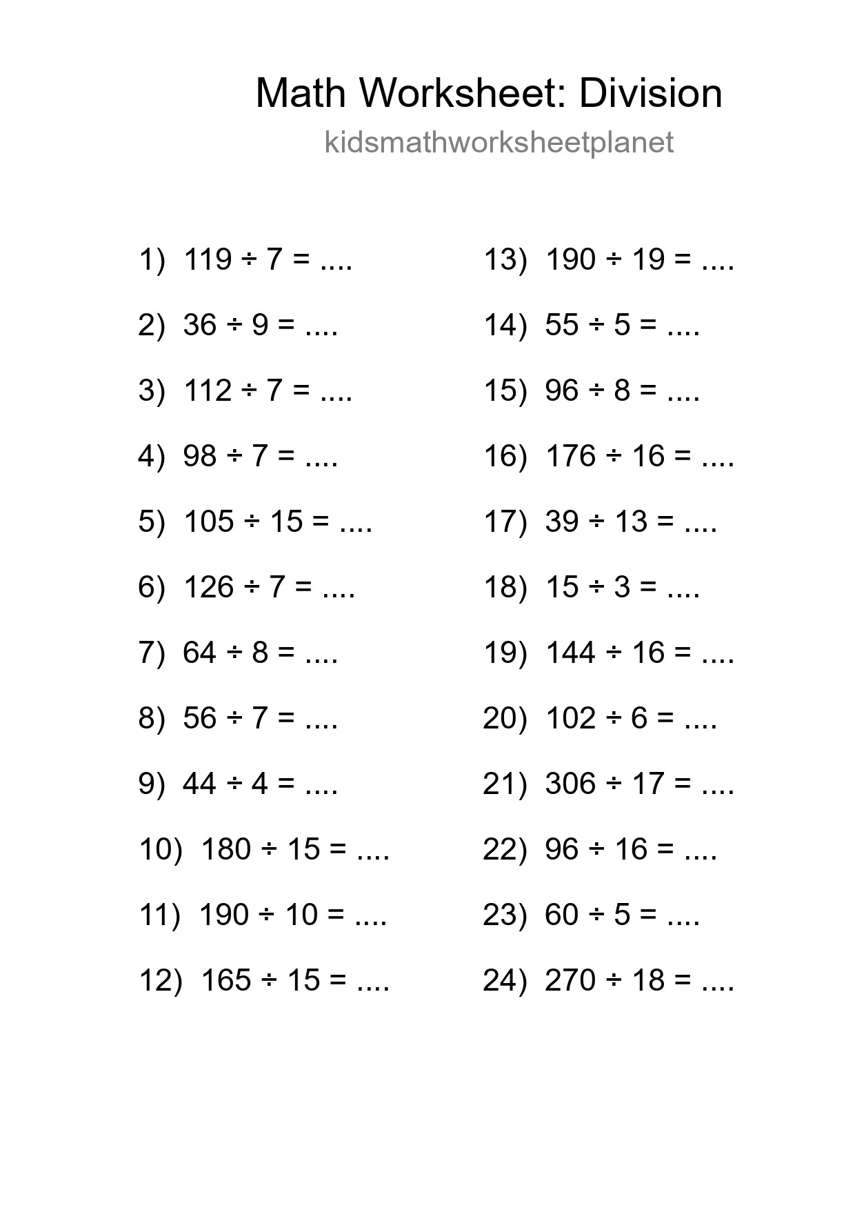 Free 24 Division Math Worksheet For Grade 2 - Part 191