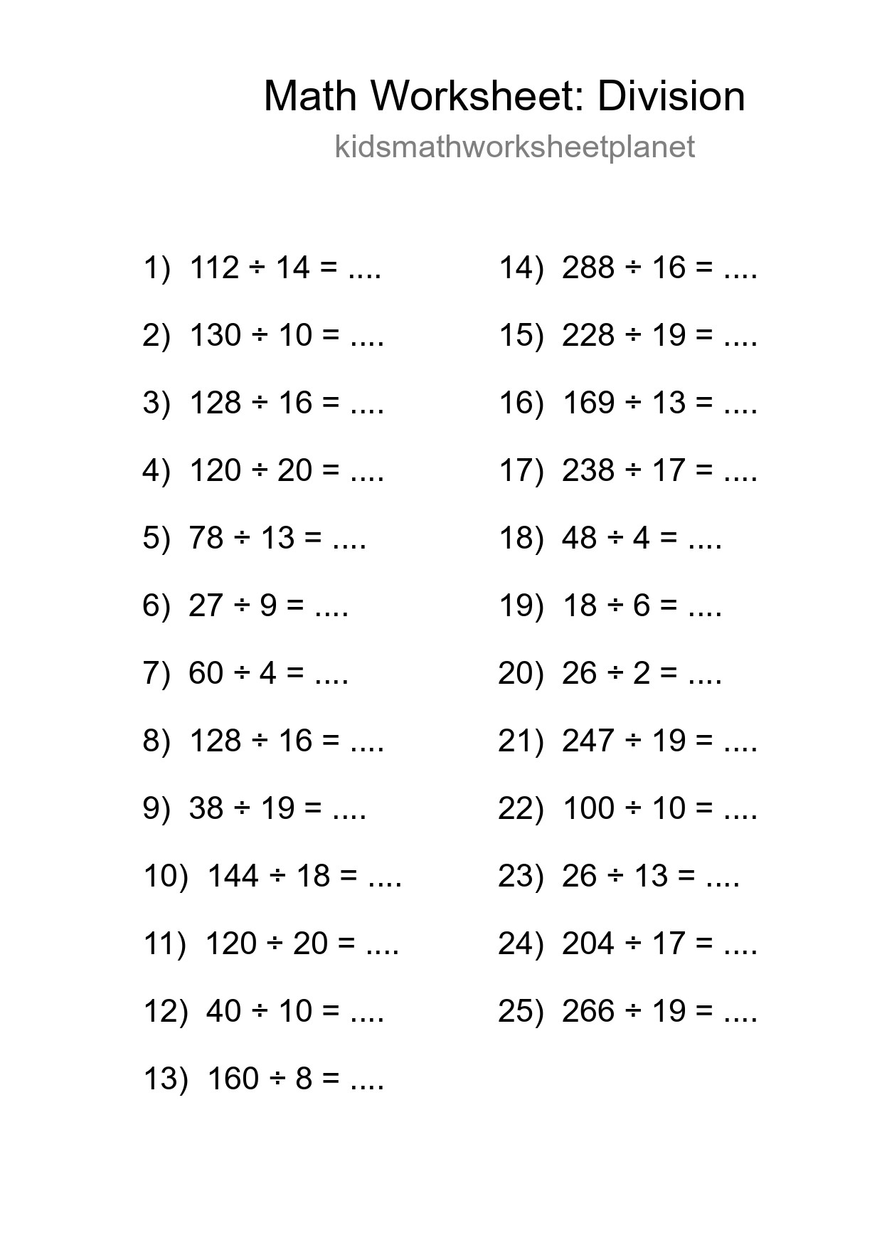 Free 25 Division Math Worksheet For Grade 2 - Part 169