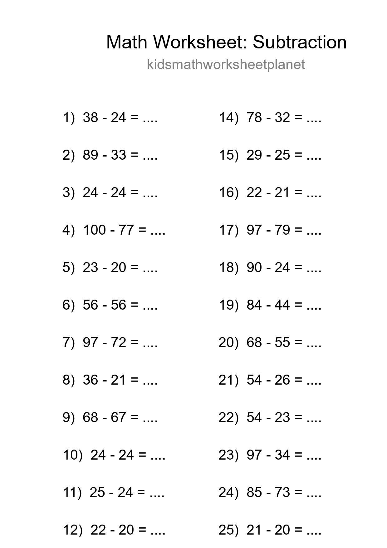 Free 26 Subtraction Math Worksheet For Grade 3 With Answers - Part 52