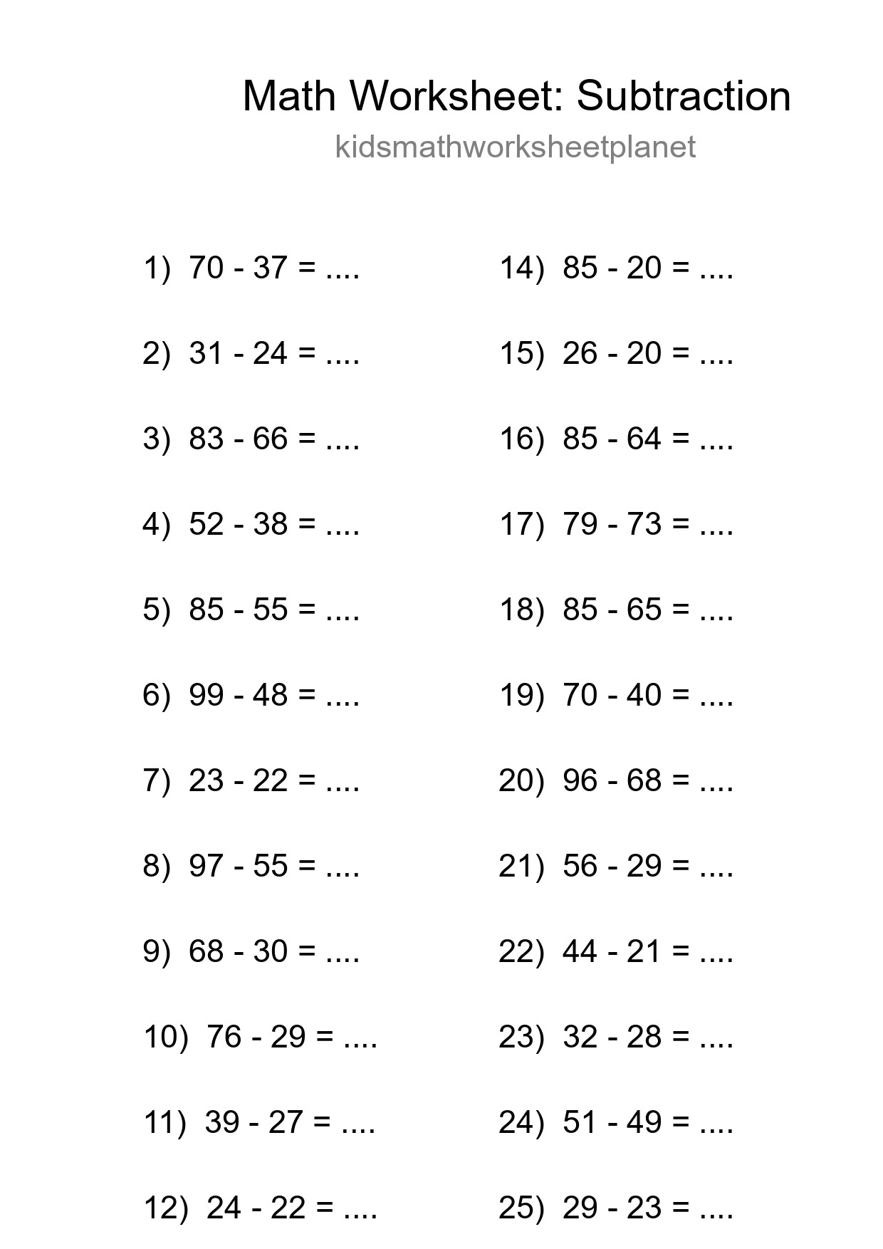 Free 26 Subtraction Math Worksheet For Grade 3 With Answers - Part 8
