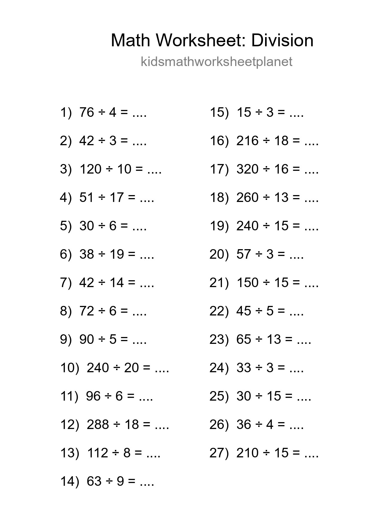 Free 27 Division Math Worksheet For Grade 2 With Answers - Part 26
