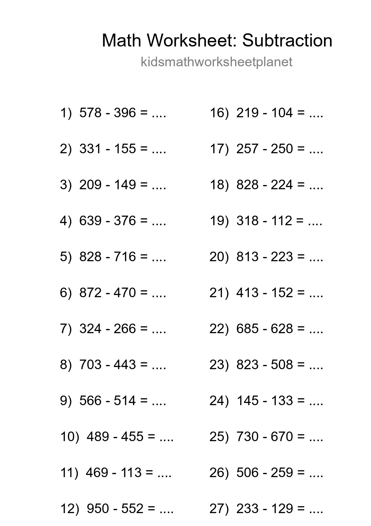 Free 29 Subtraction Math Worksheet For Grade 5 With Answers - Part 63