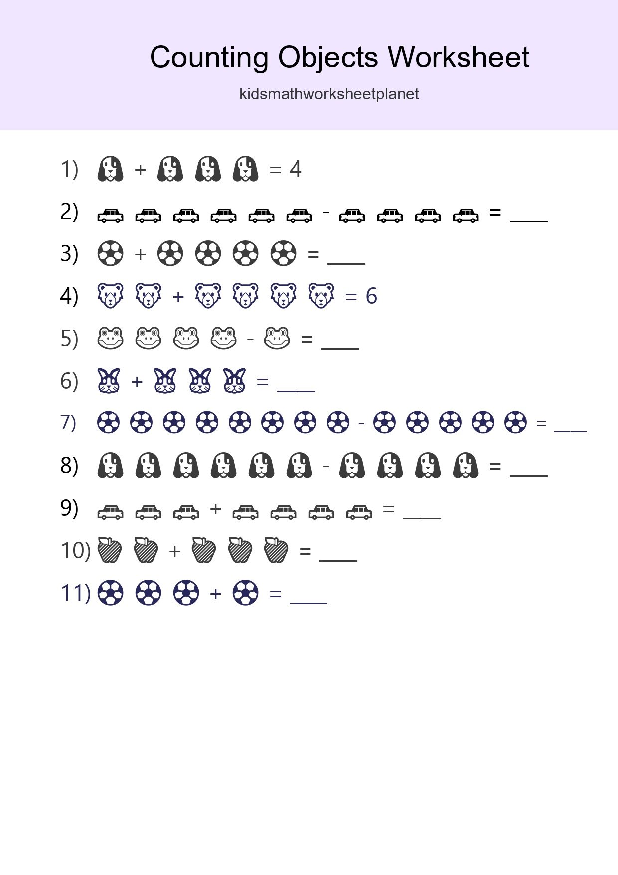 Free Counting Objects Worksheet For Kindergarten Printable - Part 179