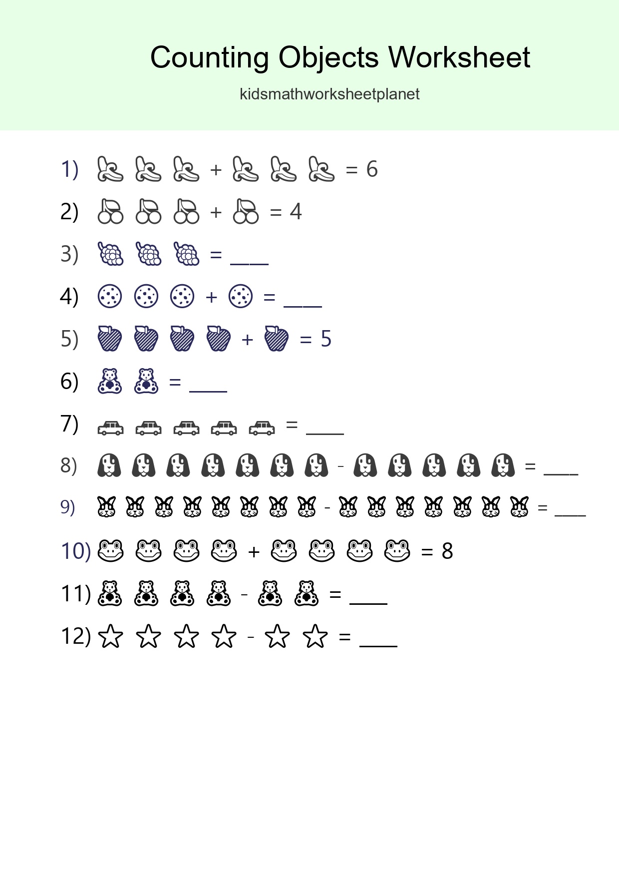 Free Counting Objects Worksheet For Kindergarten Printable - Part 278