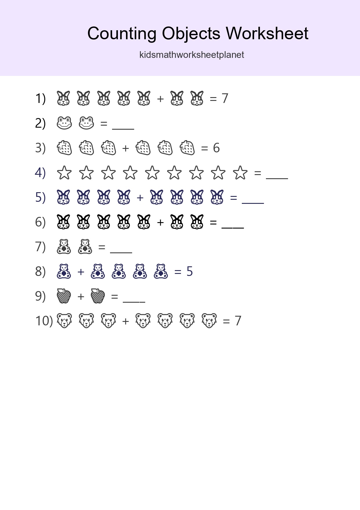 Free Counting Objects Worksheet For Kindergarten Printable - Part 3