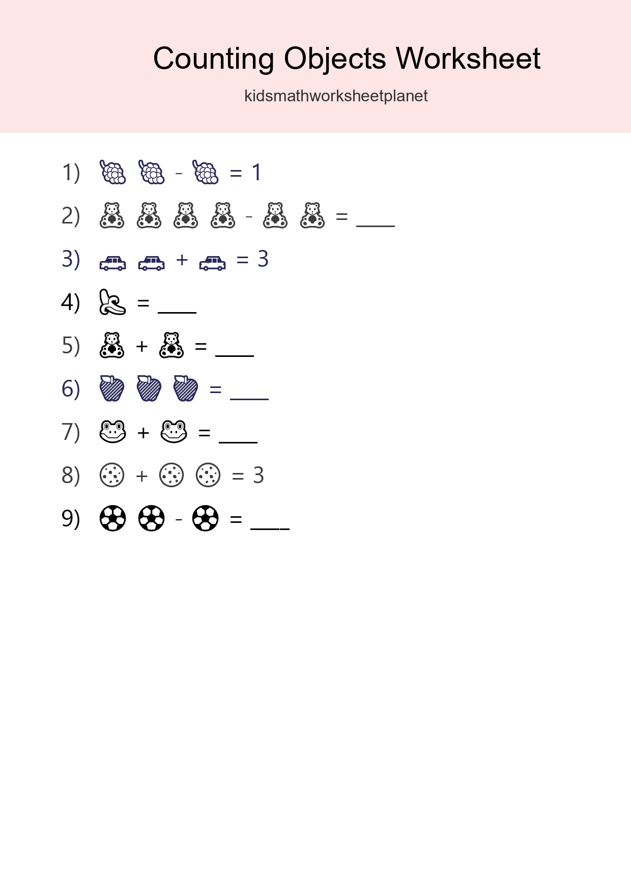 Free Counting Objects Worksheet For Pre-K - Part 201