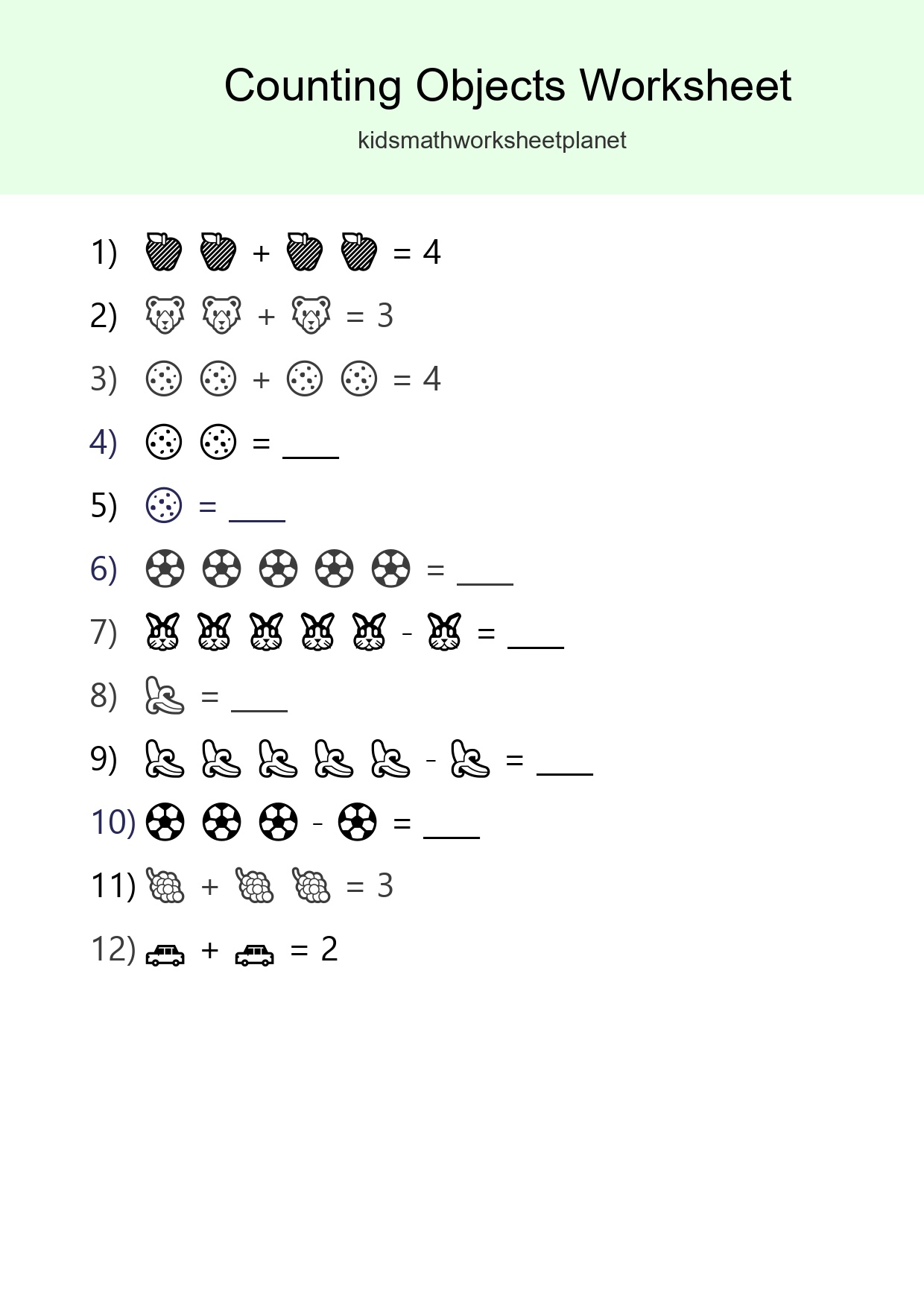 Free Counting Objects Worksheet For Pre-K Printable - Part 146