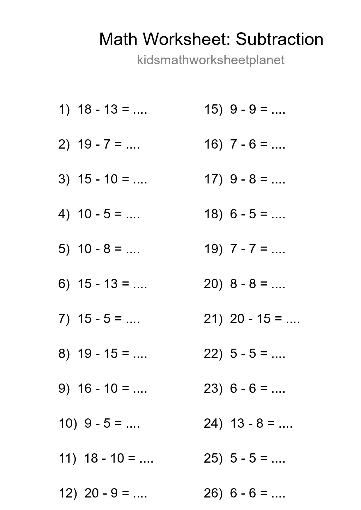Grade 2 Subtraction Practice Worksheet (27 Problems) - Part 283