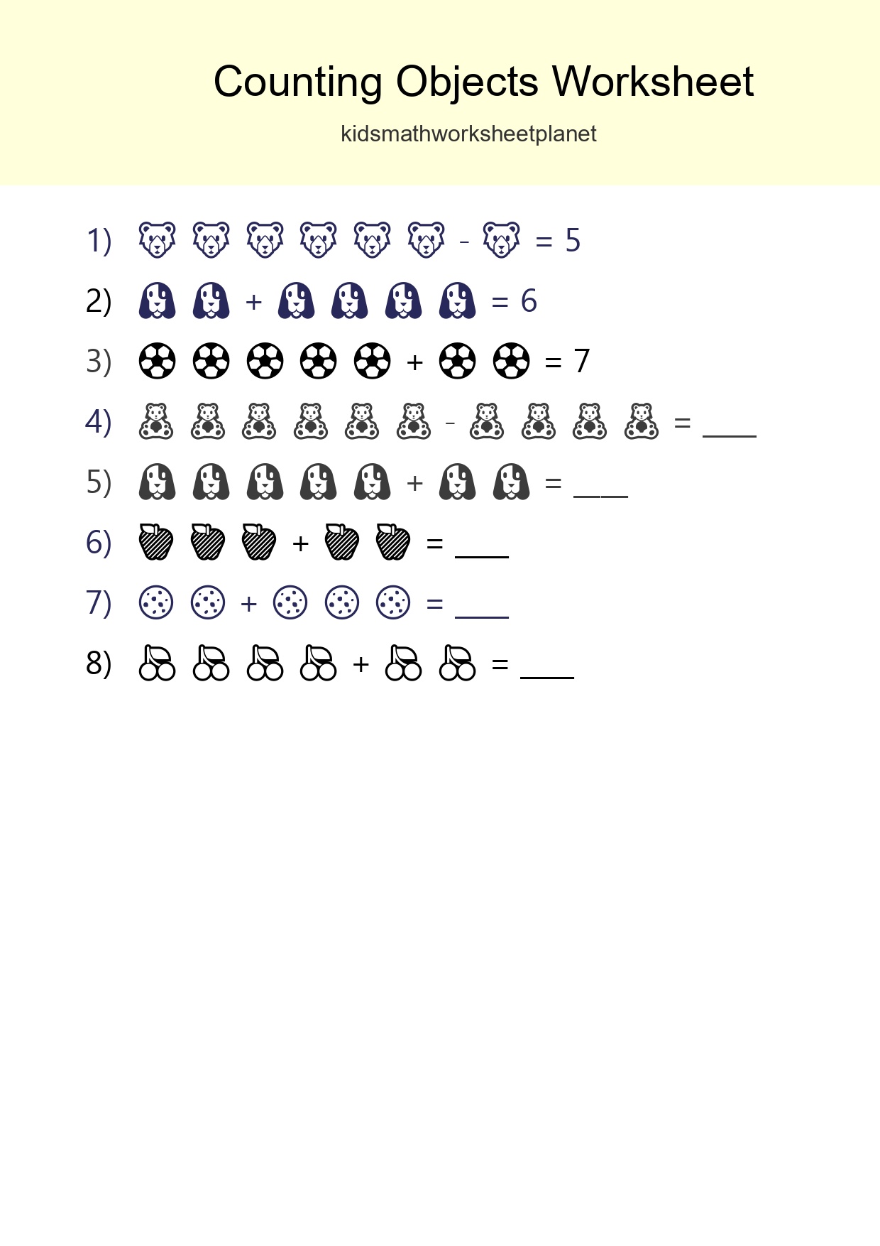 Kindergarten Count The Objects Worksheet - Part 102