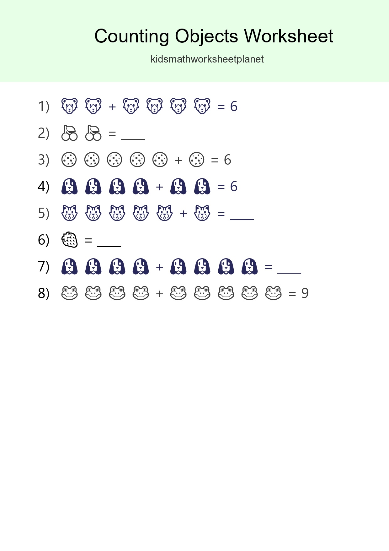 Kindergarten Count The Objects Worksheet - Part 190