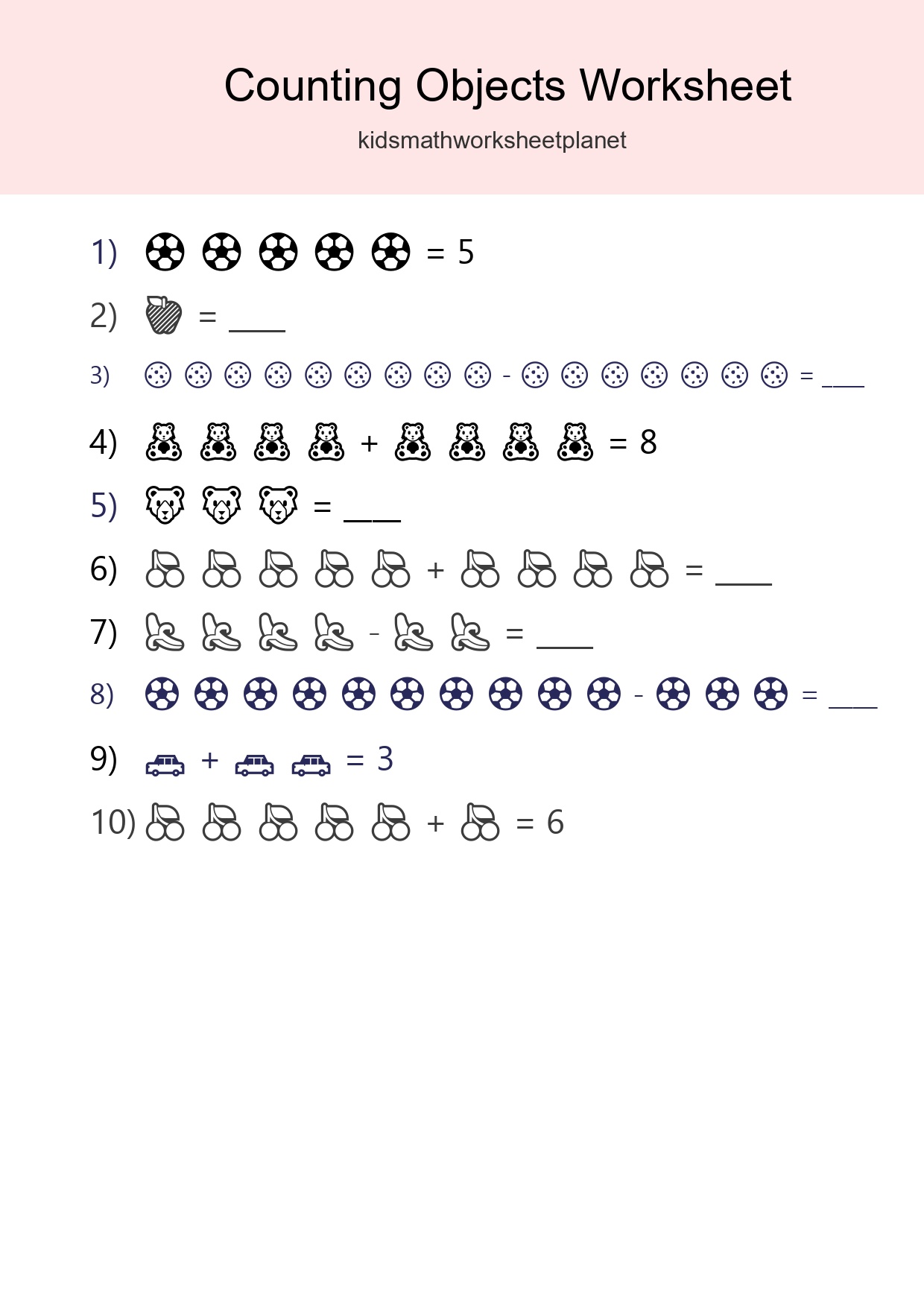 Kindergarten Count The Objects Worksheet - Part 47