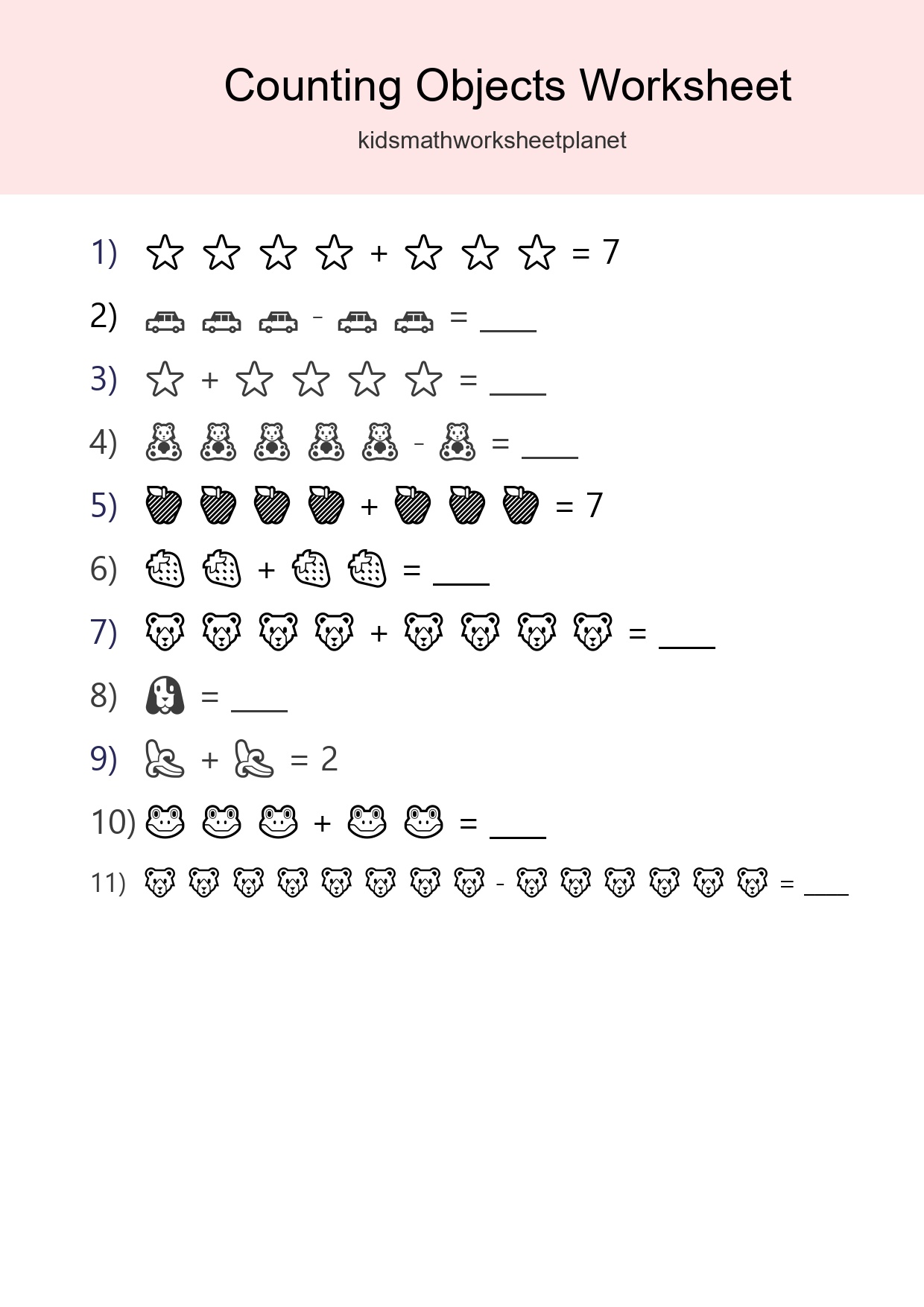 Learn Counting With Pictures Worksheet (Kindergarten) - Part 124