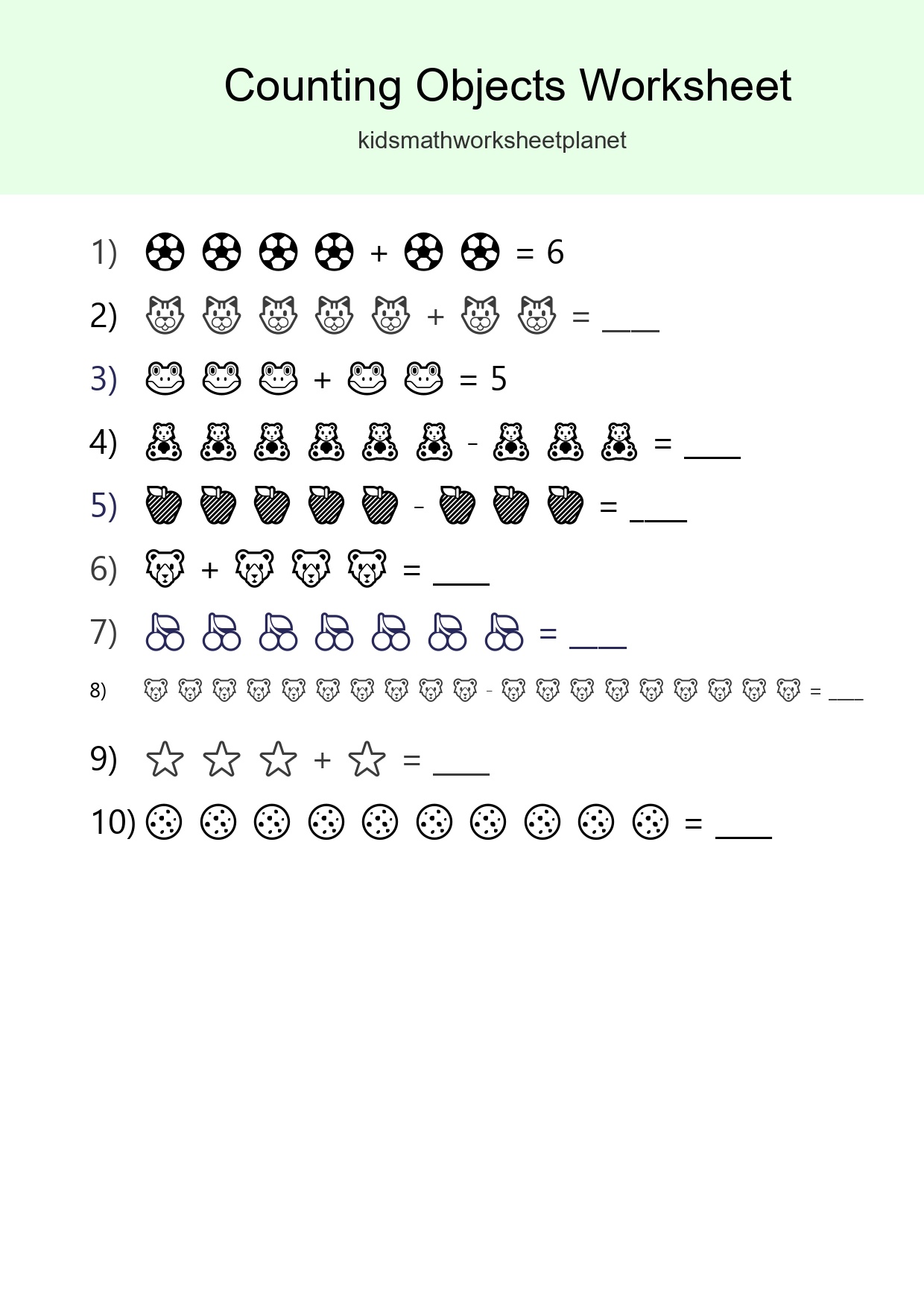 Learn Counting With Pictures Worksheet (Kindergarten) - Part 14
