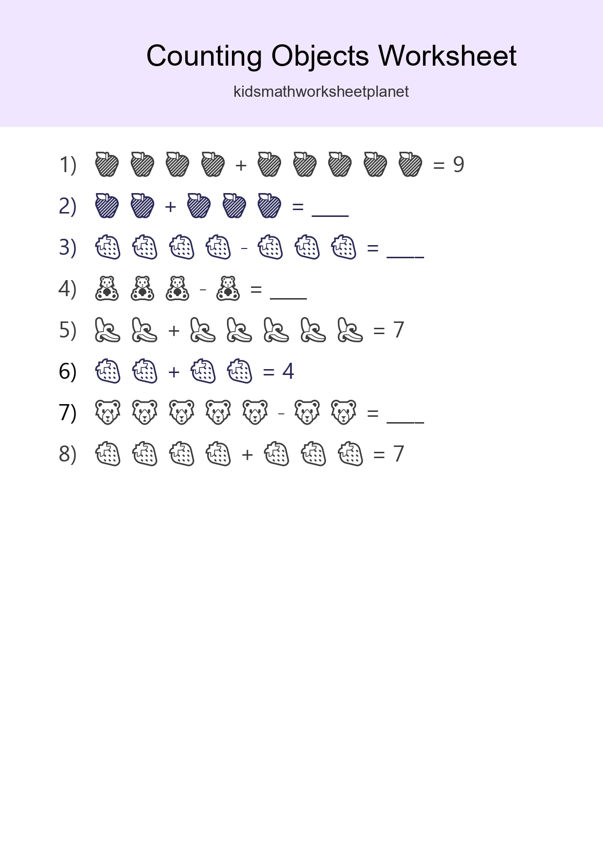Learn Counting With Pictures Worksheet (Kindergarten) - Part 234