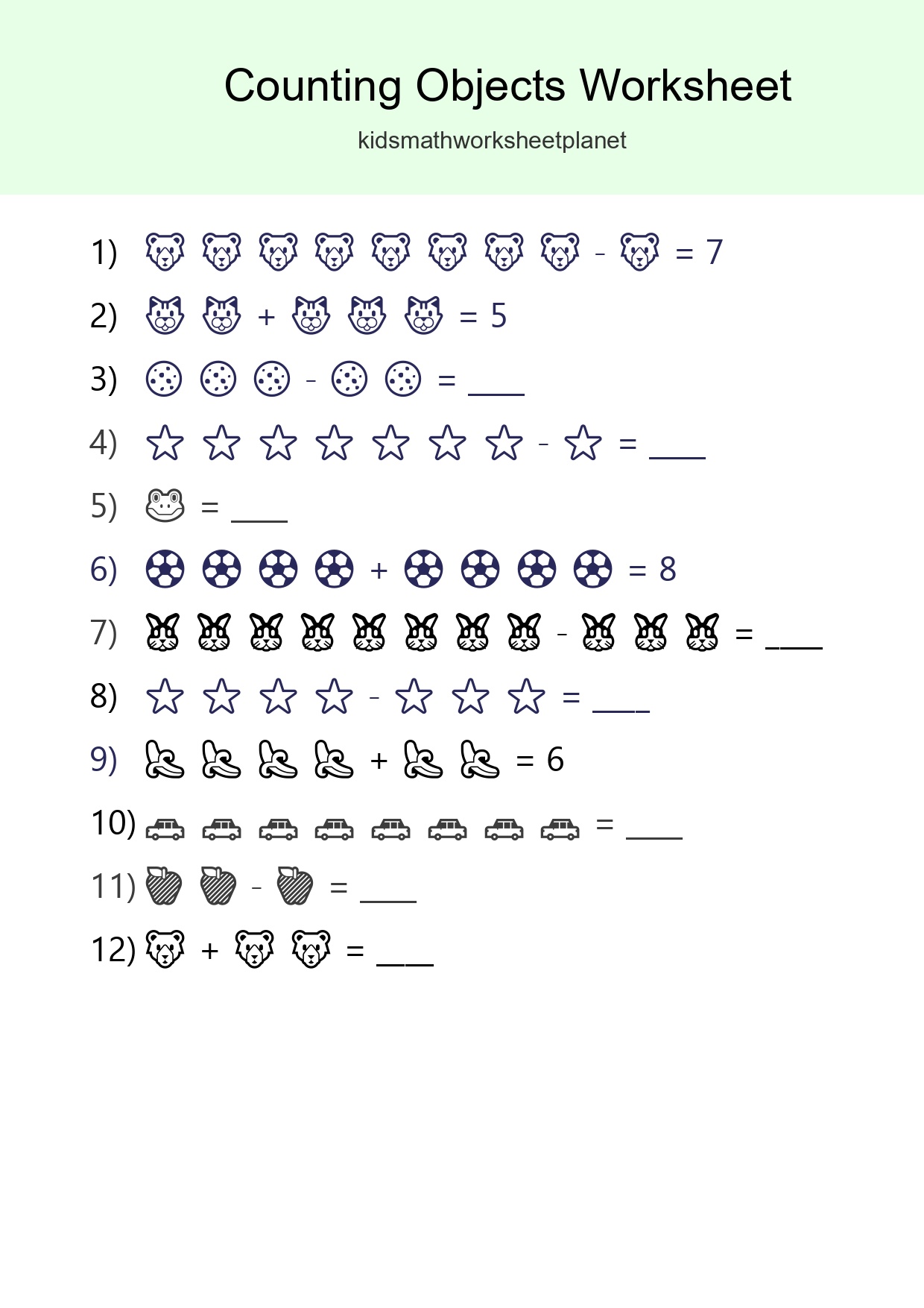 Learn Counting With Pictures Worksheet (Kindergarten) - Part 58