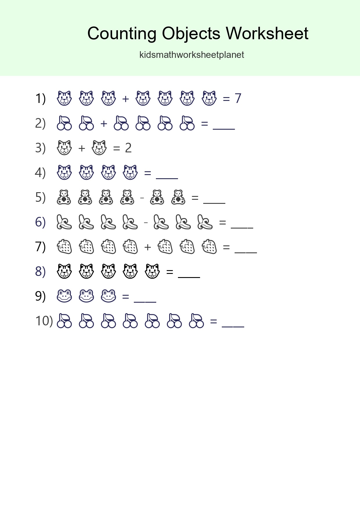 Learn Counting With Pictures Worksheet (Kindergarten) - Part 80